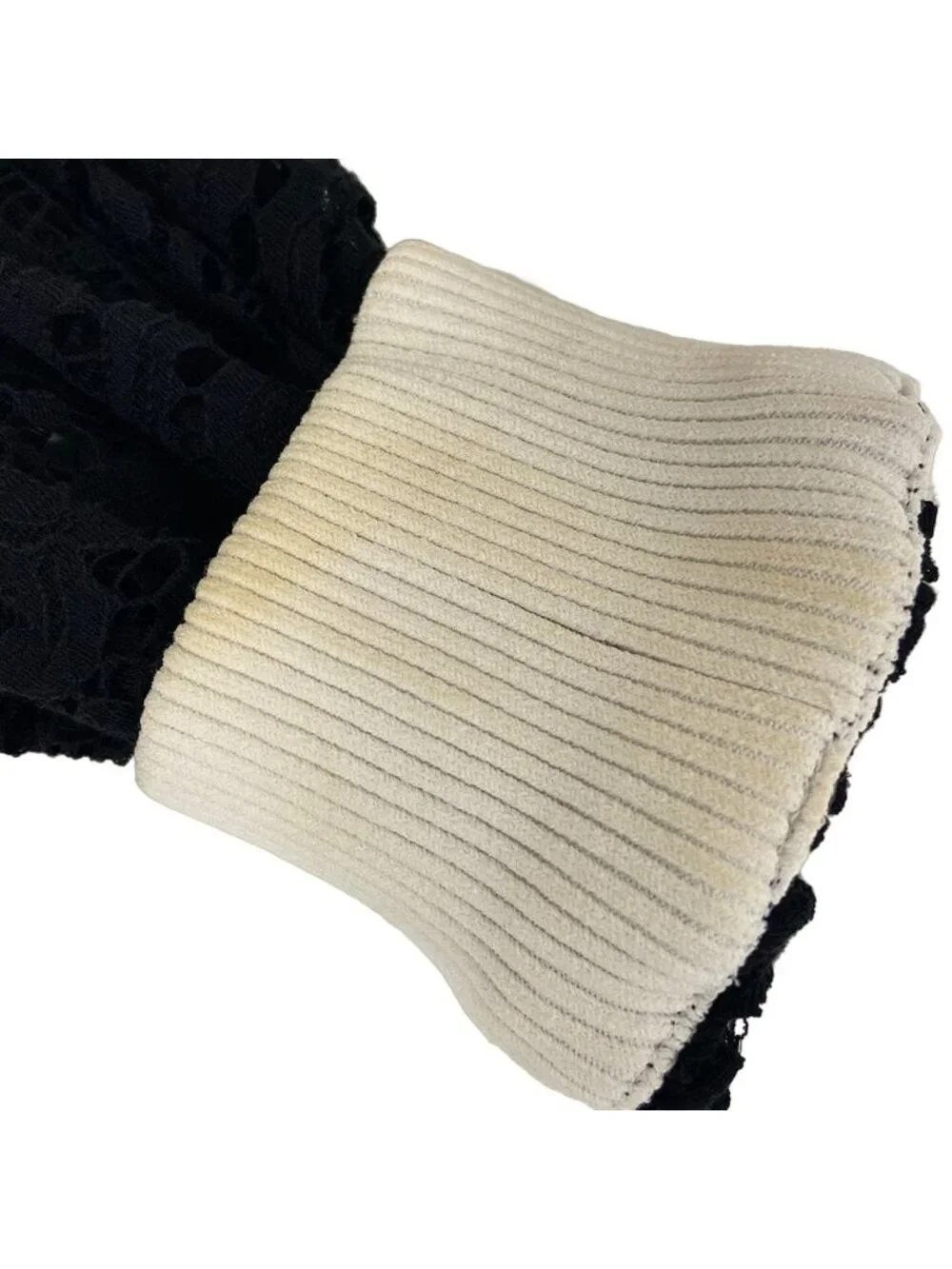 Chanel Long Sleeve Blouse M Black Lace Cotton 38
